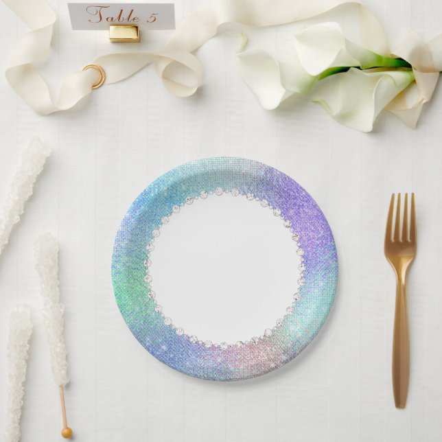 Assiettes En Carton Fée Ethereal | Rainbow Ombre Pastel Sheen (Mariage)