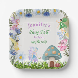 Assiettes En Carton Fée Fée Fée Fée d'anniversaire Fées et Fleurs n'im