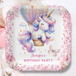 Assiettes En Carton Fée Licorne Anniversaire Fille Rose Mignonne