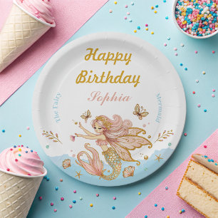 Assiettes En Carton Fée magique Fée Sirène Fête d'Anniversaire Fille