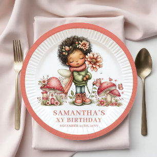 Assiettes En Carton Fée Peau Noire Ensoleillée 7ème Anniversaire Flora