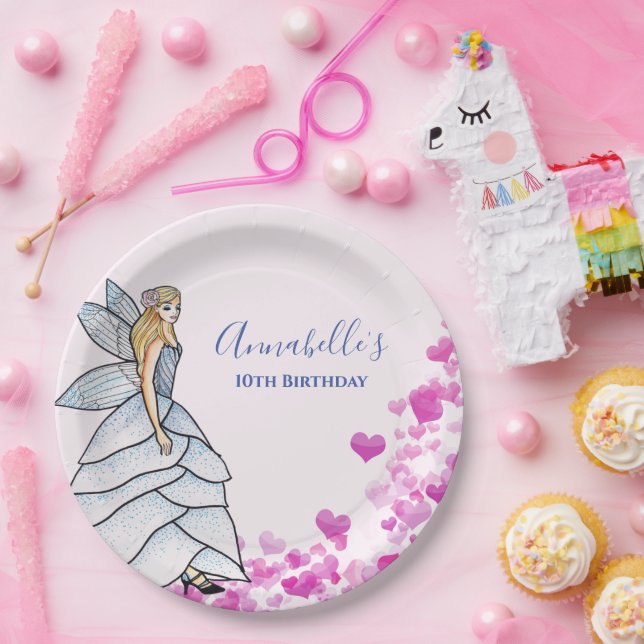 Assiettes En Carton Fée Princesse Pétales Robe Mode Illustration P (Fête)