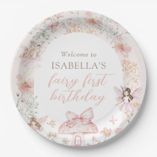 Assiettes En Carton Fée rose Floral Anniversaire