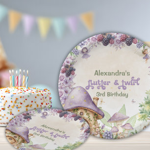 Assiettes En Carton Fée Violette 3ème Anniversaire de Baie