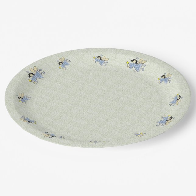 Assiettes En Carton FÉERIES en bleu (Angle)