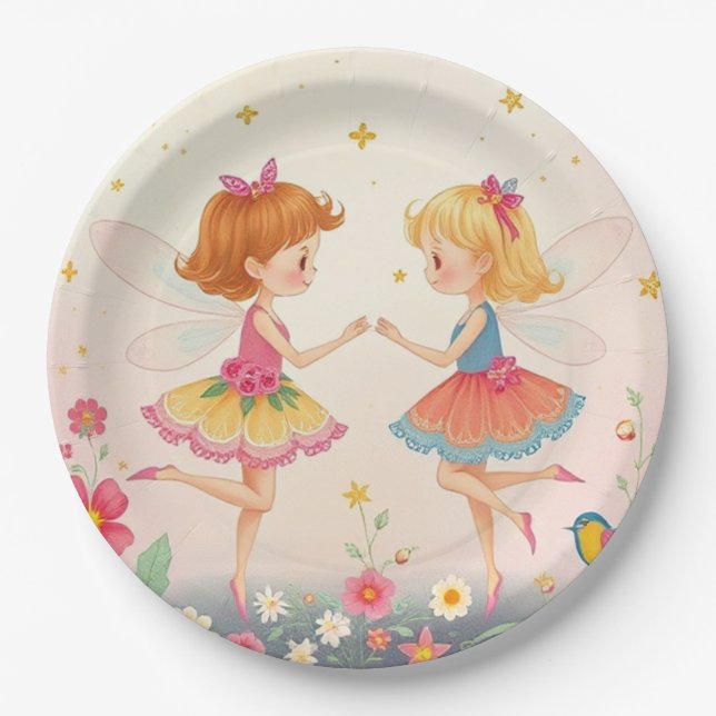 Assiettes En Carton Fées florales de danse2 Plaques en papier Parties  (Devant)