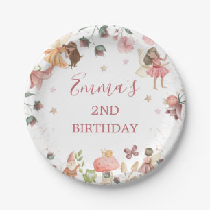 Assiettes En Carton Fées florales Filles Filles Anniversaire Plaque d