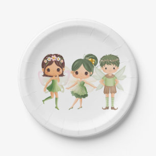 Assiettes En Carton Fées habillées en vert