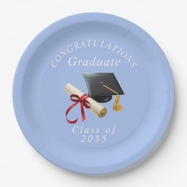 Assiettes En Carton Félicitations au diplômé chapeau de promotion dipl (Devant)