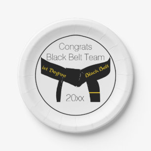 Assiettes En Carton Félicitations de partie d'essai de ceinture noire