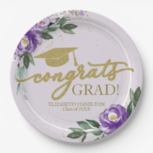 Assiettes En Carton Félicitations diplômé Fête de diplômé floral lavan