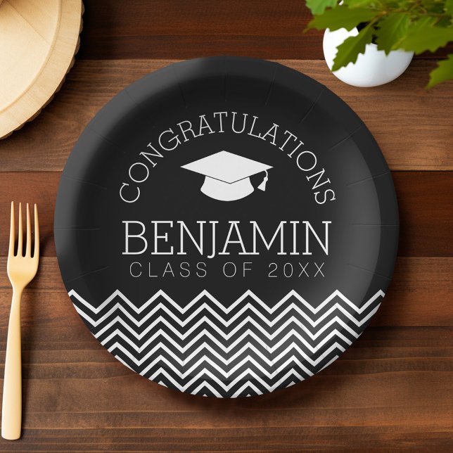 Assiettes En Carton Félicitations Graduate Graduate Graduate PEUT MODI (Custom Graduation Plates)