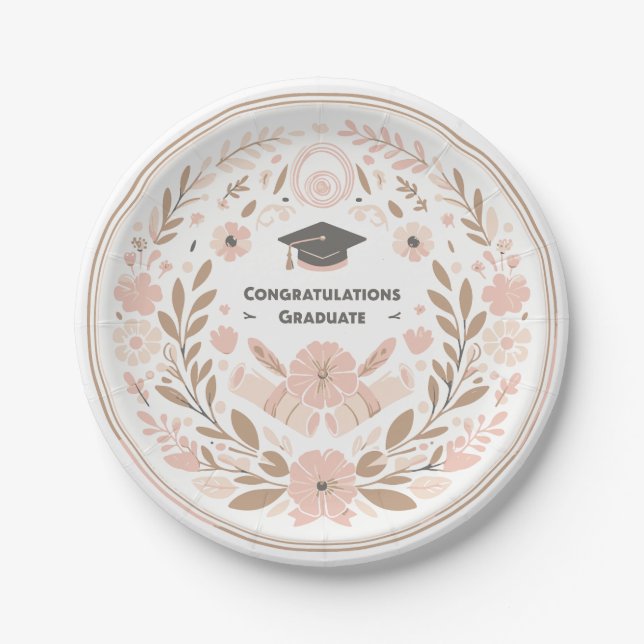 Assiettes En Carton Félicitations Jeune Fille Diplômée (Devant)
