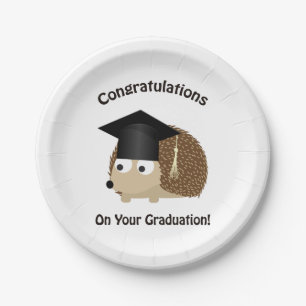 Assiettes En Carton Félicitations pour votre hérisson de diplôme