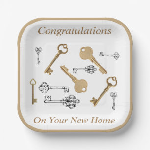 Assiettes En Carton Félicitations pour votre nouvelle maison CLÉS