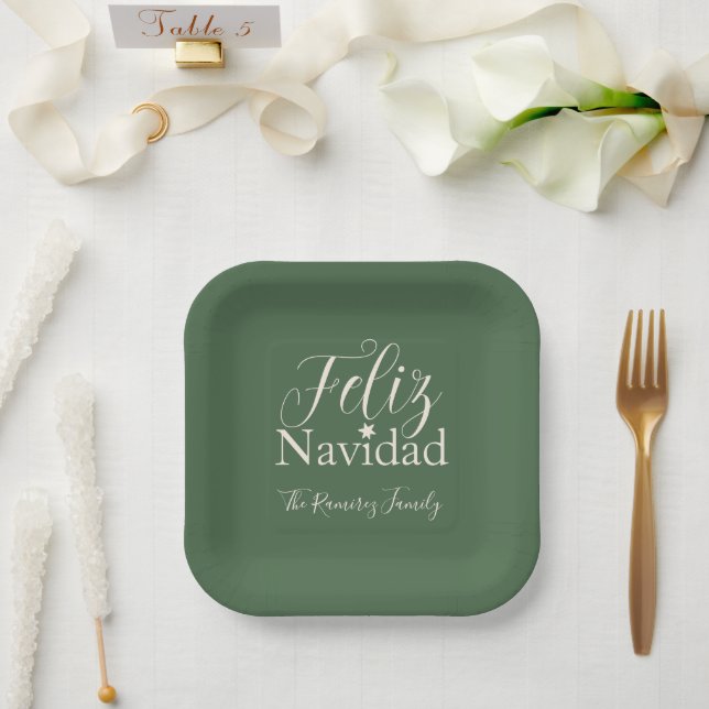 Assiettes En Carton Feliz Navidad Fête de Noël moderne (Mariage)
