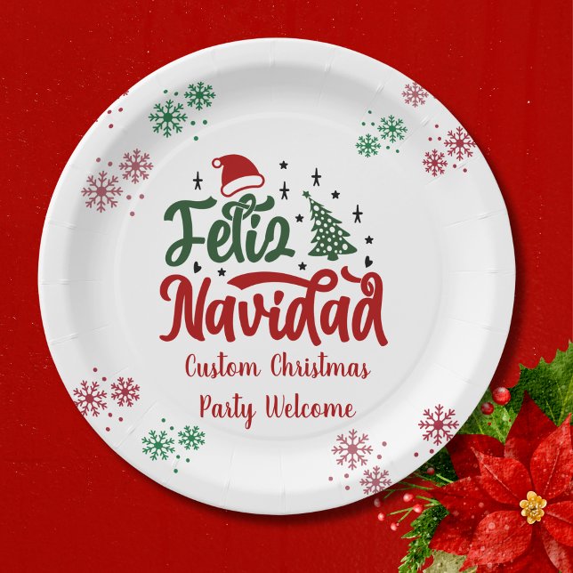 Assiettes En Carton Feliz Navidad Spanish Joyeux Noël (Créateur téléchargé)