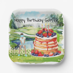 Assiettes En Carton Femme de golf joue au golf Carte d'anniversaire g