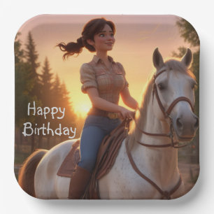 Assiettes En Carton Femme équitation