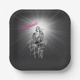 Assiettes En Carton Femme merveilleuse cinquantaine esquisse 50e anniv