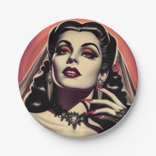 Assiettes En Carton Femme vintage Vampire