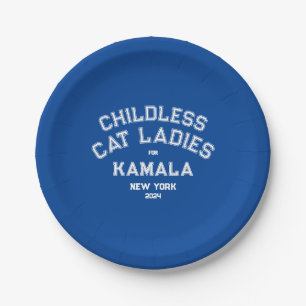 Assiettes En Carton Femmes Chat Sans Enfant Pour Kamala 2024 Custom Bl