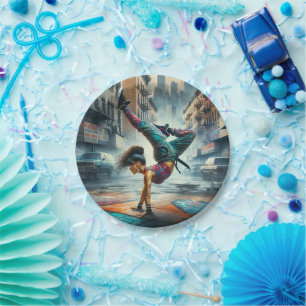 Assiettes En Carton Femmes en action de Breakdancer Silhouette de New 