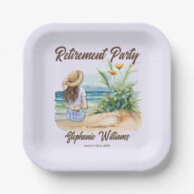 Assiettes En Carton Femmes Retraite Plage Thème Élégante Femme (Recto)