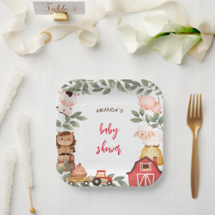 Assiettes En Carton Ferme Boho Fête de Bébé Animaux Mignons