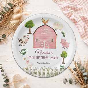 Assiettes En Carton Ferme d'animaux à l'aquarelle Fête d'anniversaire 
