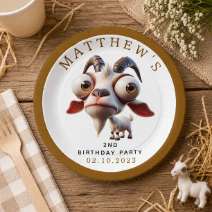 Assiettes En Carton Ferme d'animaux mignons Chèvre Fête d'anniversaire
