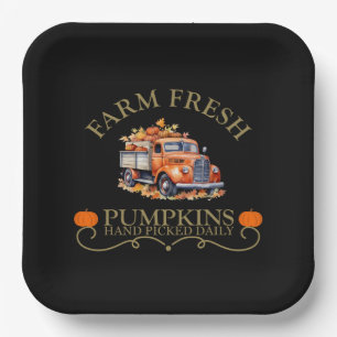 Assiettes En Carton Ferme d'eau douce citrouilles feuilles automne aut