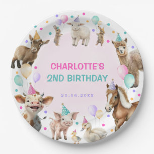 Assiettes En Carton Ferme Fille Barnyard Animaux Confetti Anniversaire