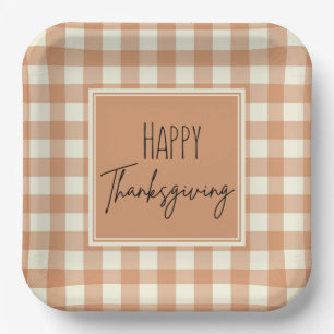 Assiettes En Carton Ferme moderne Bon thanksgiving Orange Plaid