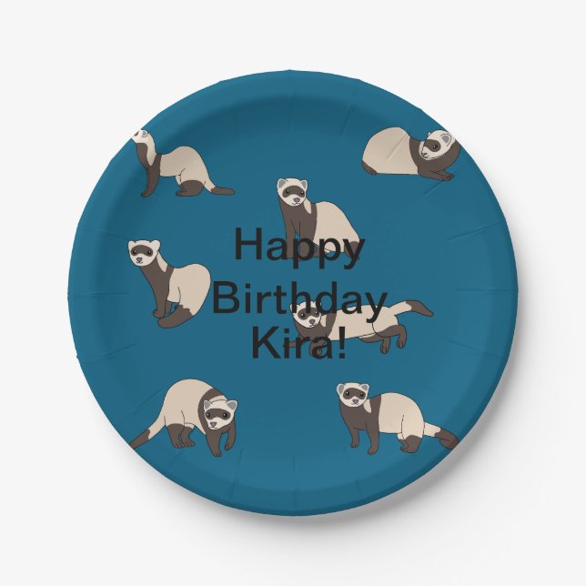 Assiettes En Carton Ferrets Anniversaire (Devant)