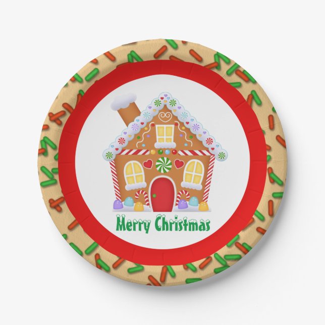 Assiettes En Carton Festif Christmas gingerbread maison ajouter plaque (Devant)