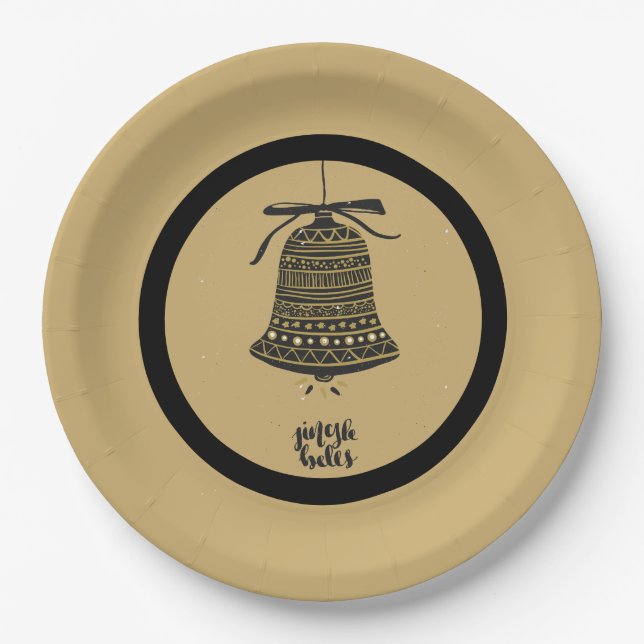 Assiettes En Carton Festif Golden Holiday Fun (Devant)