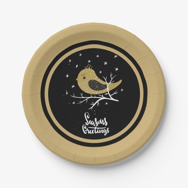 Assiettes En Carton Festif Golden Holiday Fun (Devant)