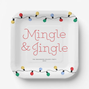 Assiettes En Carton Festif Mingle & Jingle Lumières de Noël colorées