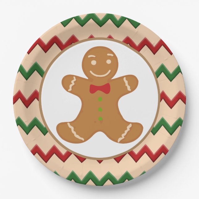Assiettes En Carton Festif pain d'épices de Noël Plat de fête (Devant)