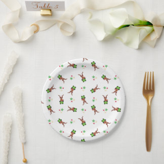 Assiettes En Carton Festif Vert Et Rouge Kasky Reindeer de Noël