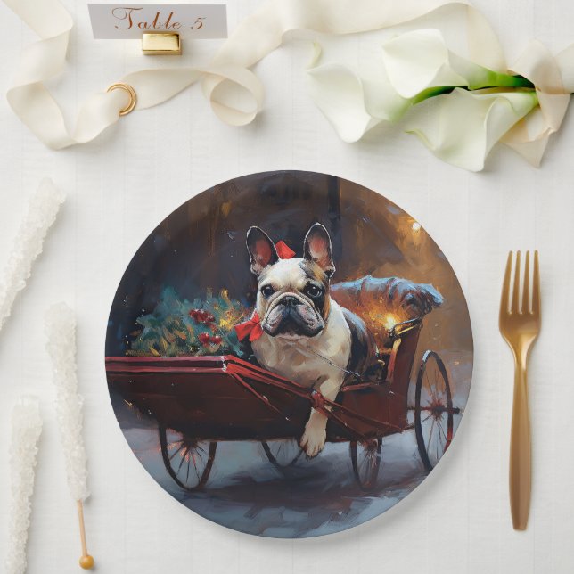 Assiettes En Carton Festin de Noël de Bulldog en France (Mariage)