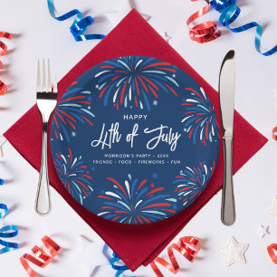 Assiettes En Carton Festin Fun Patriotic Fireworks 4 juillet Fête