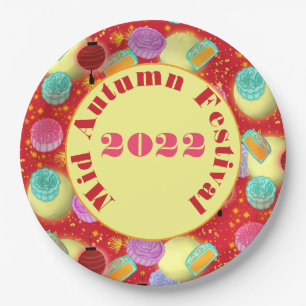 Assiettes En Carton Festival de la Lune d'automne - Plaques de papier