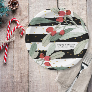 Assiettes En Carton Festivals de Noël et de Noël Botaniques Grèves