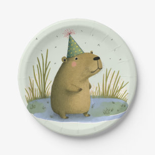 Assiettes En Carton Festive Capybara Plaques papier Casquette d'annive