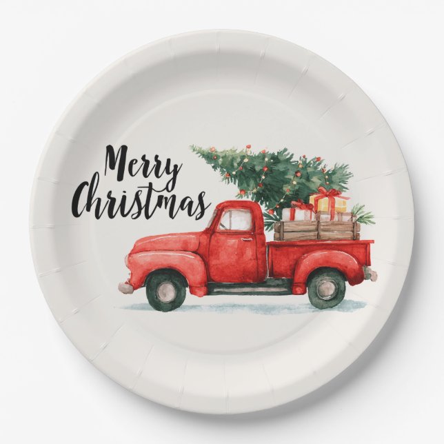 Assiettes En Carton Festive Christmas Tree & Car Paper Plates (Devant)