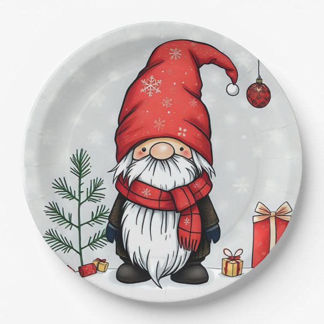 Assiettes En Carton Festive cozy christmas gnome in Disguise  (Devant)