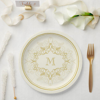 Assiettes En Carton Festive Foliage Déco Cadre Monogram Classy Holiday