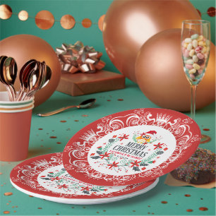 Assiettes En Carton Festive Joyeux Noël Wreath & White Crown Frame